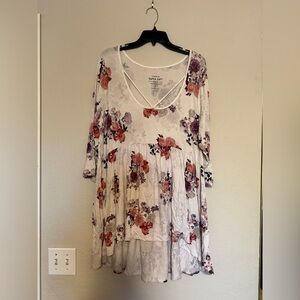 Maurices Womens Knit Casual Floral Swing Blouse Top Plus Size 2XL Super Soft
